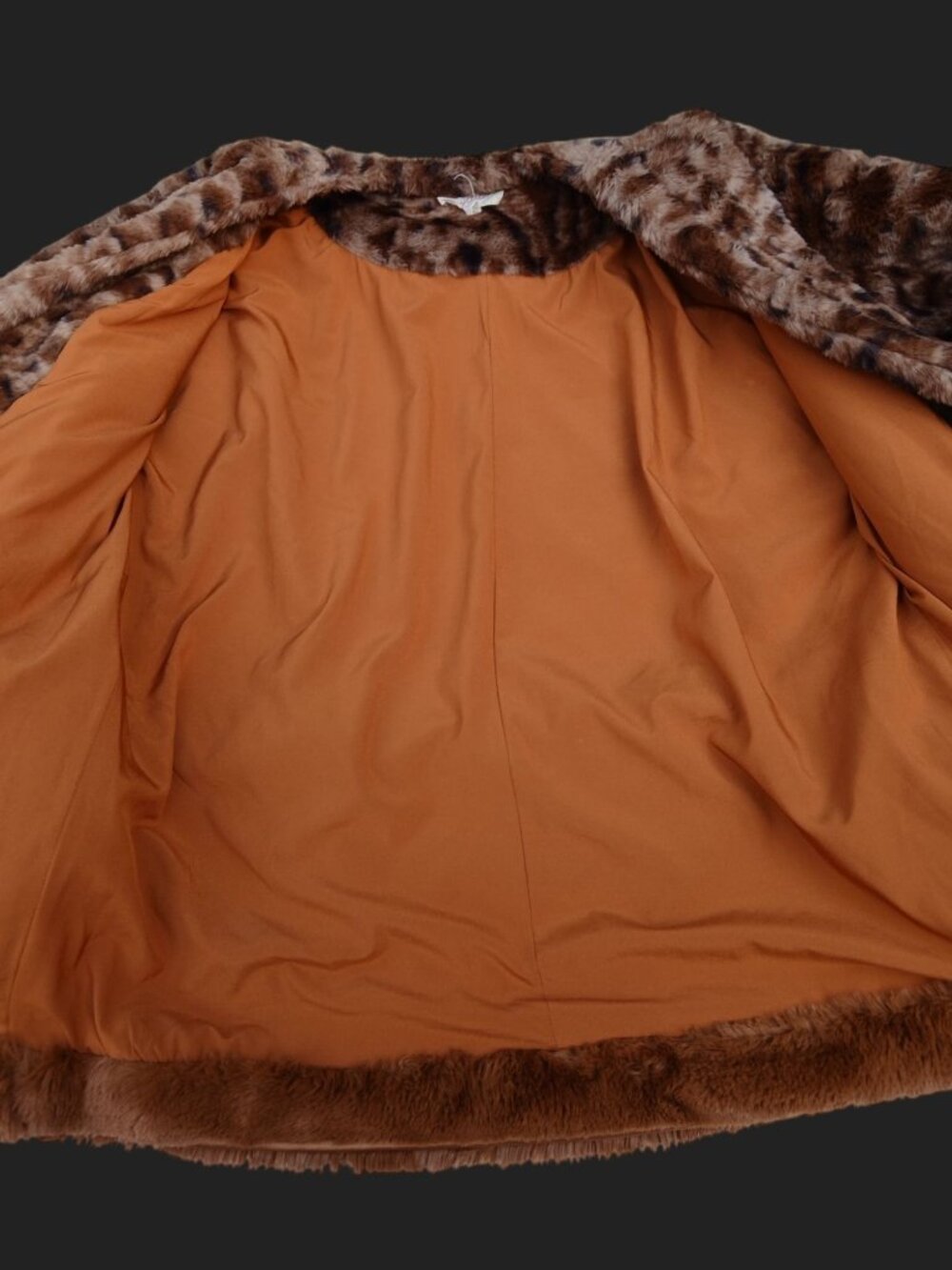 Mystree Womens Brown Leopard Print Faux Fur Jacket Size M Pockets Cozy Teddy - Picture 9 of 16